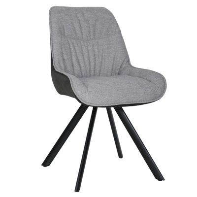 Chaise pivotante 180 degré tissu gris et microfibre pieds métal - JADEN