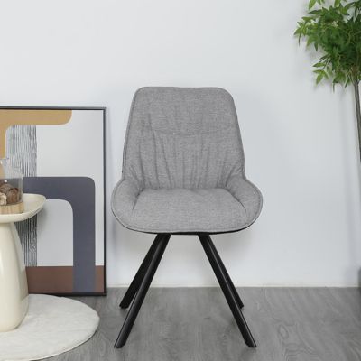 Chaise pivotante 180 degré tissu gris et microfibre pieds métal - JADEN