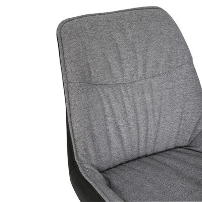 Chaise pivotante 180 degré tissu gris et microfibre pieds métal - JADEN