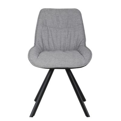 Chaise pivotante 180 degré tissu gris et microfibre pieds métal - JADEN