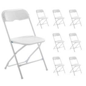 Chaise pliante blanc - Lot de 8  Oviala