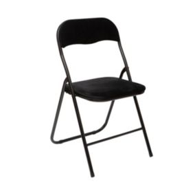 Chaise pliante confortable en métal et velours Noir H 79 cm