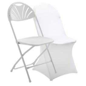 Chaise pliante et housse de chaise blanche   Oviala