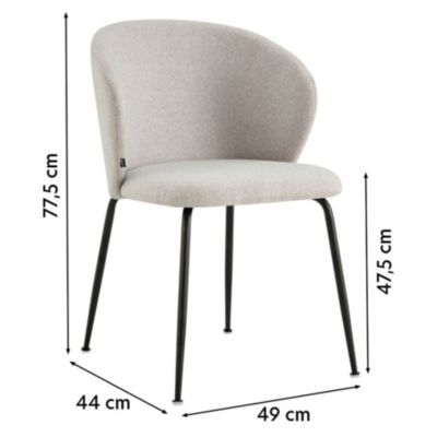 Chaise rembourrée argentée en tissu hydrophobe Mealize
