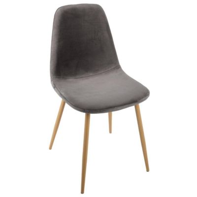 Chaise Roka grise en velours - Atmosphera