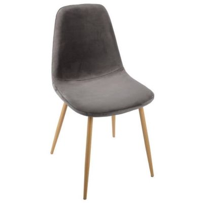 Chaise "Roka" grise en velours - Atmosphera