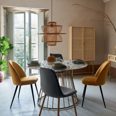 Chaise Roka grise en velours - Atmosphera