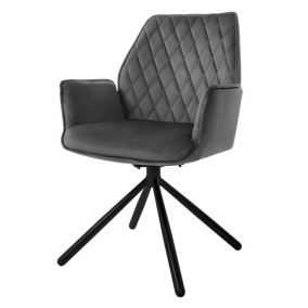 Chaise salle à manger anthracite velours pivotant fauteuil position automatique