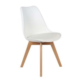 Chaise scandinave avec assise rembourrée Blanc