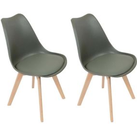 Chaise scandinave avec assise rembourrée (Lot de 2)