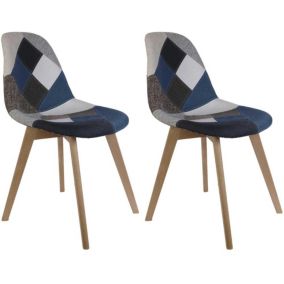 Chaise scandinave Patchwork (Lot de 2) Bleu