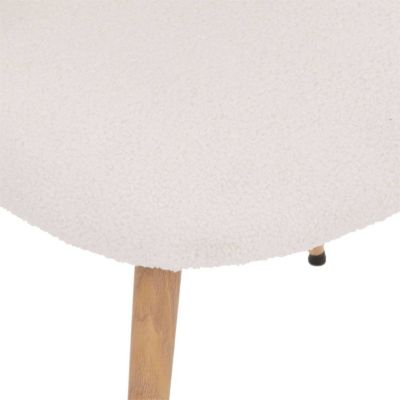 Chaise "Slano" - bouclette - pieds imitation hêtre - blanc - Atmosphera