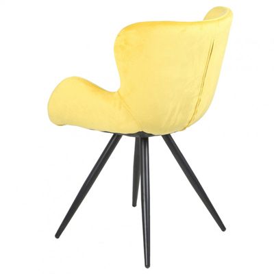 Chaise style scandinave velours jaune et pied métal noir - LOTUS