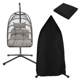 Chaise suspendue fauteuil œuf intérieur/extérieur coussin gris + housse noir