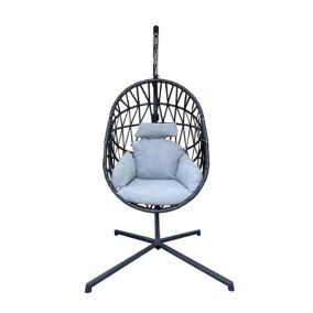 Chaise Suspendue Polyrattan Gris pour Extérieur Intérieur Rebecca Mobili