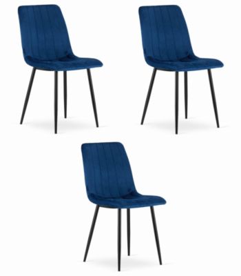 Chaise VALORA JEWA - Velours bleu marine, design ergonomique x 3