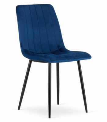 Chaise VALORA JEWA - Velours bleu marine, design ergonomique x 3