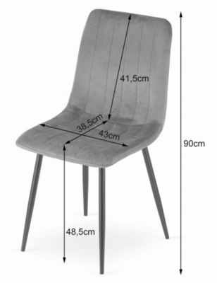 Chaise VALORA JEWA - Velours bleu marine, design ergonomique x 3