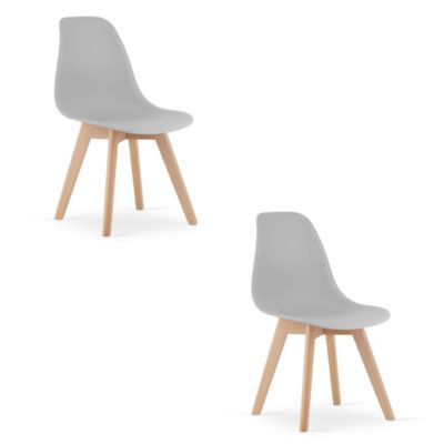 Chaise Valora KITO ergonomique, pieds en bois gris, pour salon (x2)