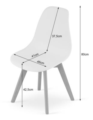 Chaise Valora KITO ergonomique, pieds en bois gris, pour salon (x2)