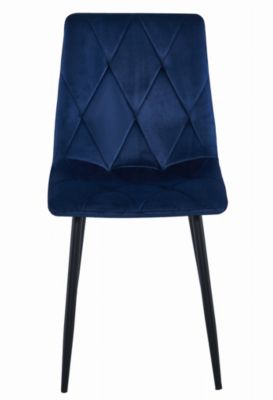 Chaise Valora TYRA en velours bleu marine, pieds noirs, lot de 2