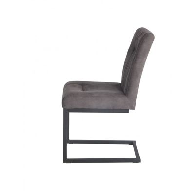 Chaise velours taupe foncé et pieds design en métal noir - VIVI