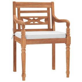 Chaises Batavia lot de 2 avec coussins Bois de teck solide