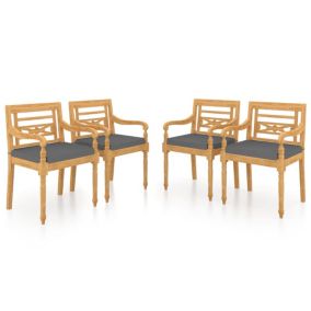 Chaises Batavia lot de 4 avec coussins Bois de teck solide