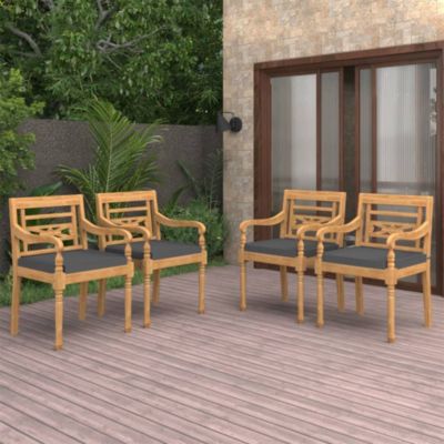 Chaises Batavia lot de 4 avec coussins Bois de teck solide