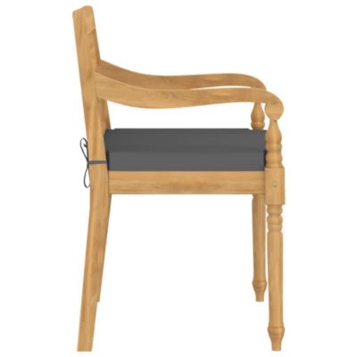 Chaises Batavia lot de 4 avec coussins Bois de teck solide