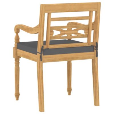 Chaises Batavia lot de 4 avec coussins Bois de teck solide