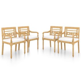 Chaises Batavia lot de 4 avec coussins Bois de teck solide