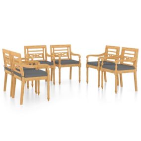 Chaises Batavia lot de 6 avec coussins Bois de teck solide