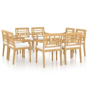 Chaises Batavia lot de 8 avec coussins Bois de teck solide