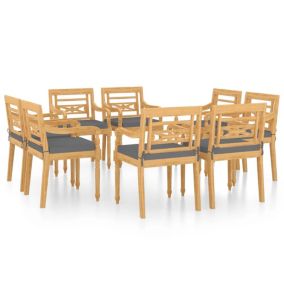 Chaises Batavia lot de 8 avec coussins Bois de teck solide