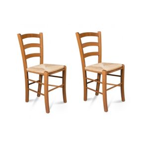 Chaises bois assise paille de seigle (lot de 2) - TINA