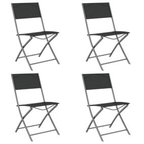 Chaises d'extérieur pliables lot de 4 Noir Acier et textilène