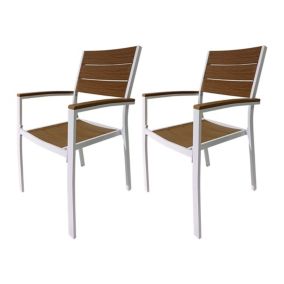 Chaises d'extérieur Rebecca Mobili Copal 89,5x56x60,5 Aluminium Polywood Blanc marron Moderne ENSEMBLE 2 pièces À monter