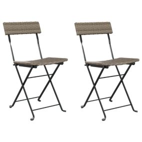 Chaises de bistrot pliantes lot de 2 Gris Résine tressée acier