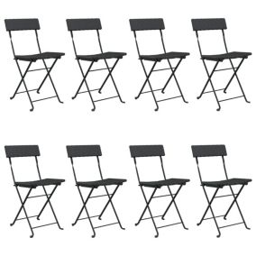 Chaises de bistrot pliantes lot de 8 Noir Résine tressée acier