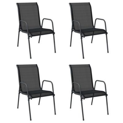 Chaises de jardin 4 pcs Acier et textilène Noir