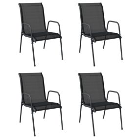 Chaises de jardin 4 pcs Acier et textilène Noir