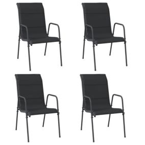 Chaises de jardin 4 pcs Acier et textilène Noir