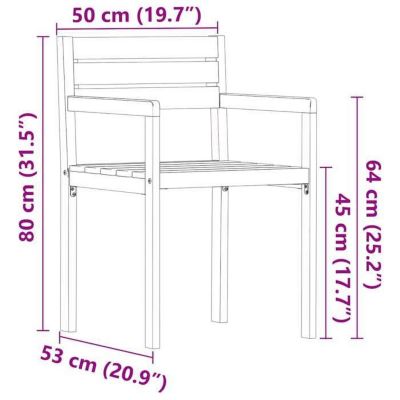 Chaises de jardin 4 pièces 50x53x80 cm Bois massif Acacia vidaXL