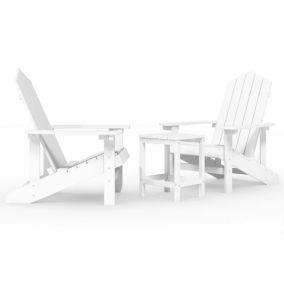 Chaises de jardin Adirondack avec table PEHD Blanc