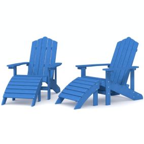 Chaises de jardin Adirondack lot de 2 repose-pieds PEHD Bleu