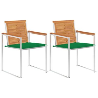Chaises de jardin avec coussins lot de 2 Acacia solide et acier vidaXL