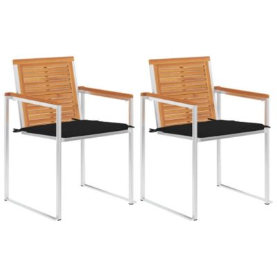 Chaises de jardin avec coussins lot de 2 Acacia solide et acier vidaXL