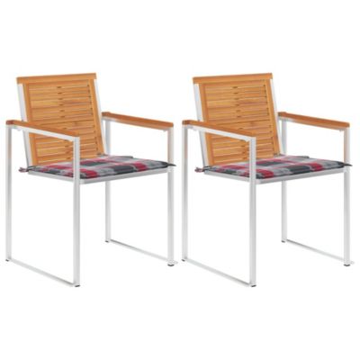 Chaises de jardin avec coussins lot de 2 Acacia solide et acier vidaXL