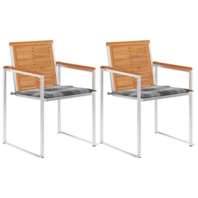 Chaises de jardin avec coussins lot de 2 Acacia solide et acier vidaXL